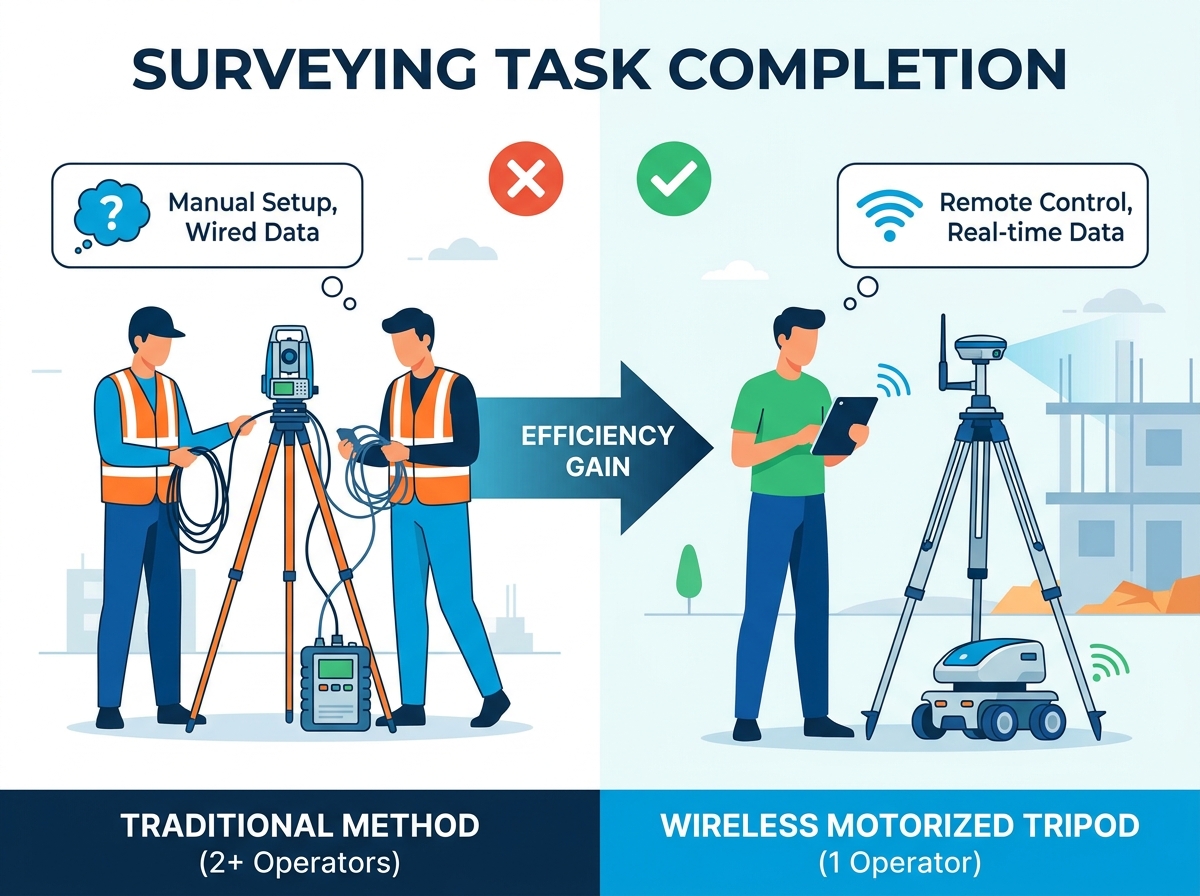 Wireless Motorized Tripod in Field Surveying